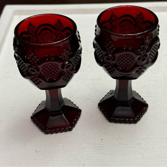 Vintage Avon Cape Cod Collection Vintage Cordial Sherry Red Goblets Retro - Picture 5 of 13